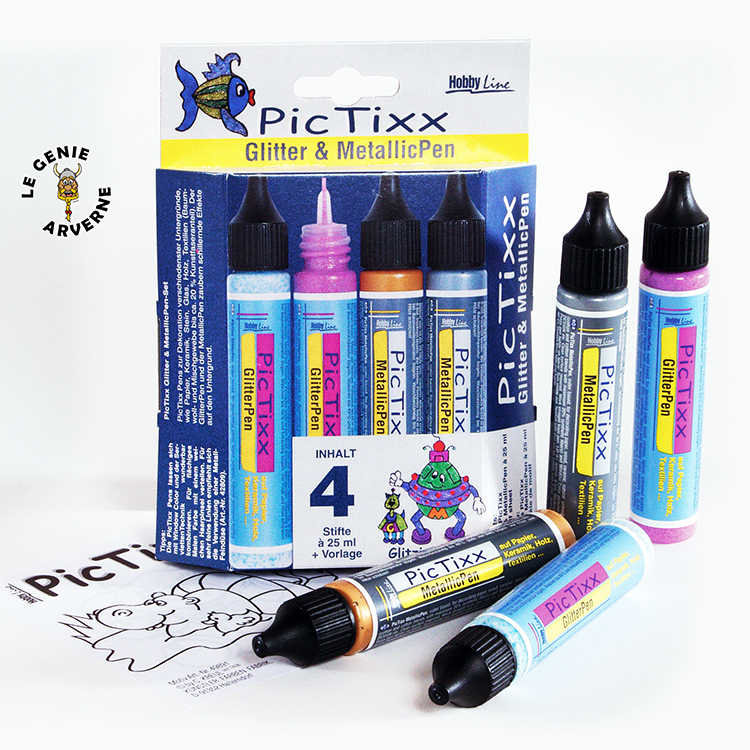 Pochette Eco 4 Tubes Peinture Scintillante PicTixx tous Supports