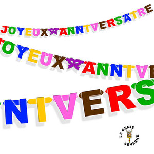 Guirlande à lettres Joyeux anniversaire - Étoiles - Multi