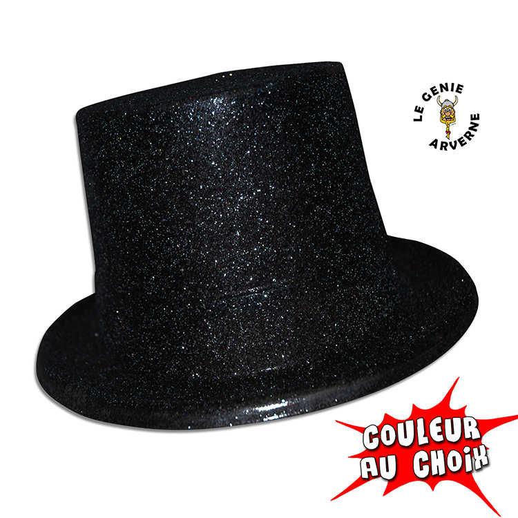 Chapeau Haut de forme / Rocambole paillettes argent