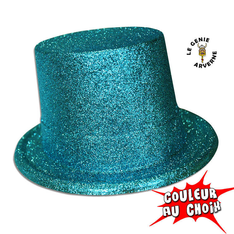 Descriptif du chapeau plastique HDF bords arrondis Paillettes bleu