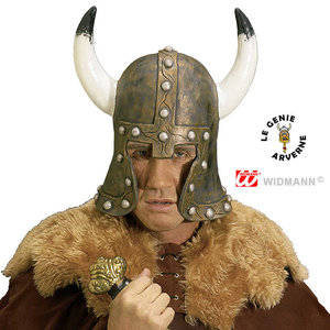 Casque barbare viking nordique adulte avec cornes en fausse fourrure  accessoire