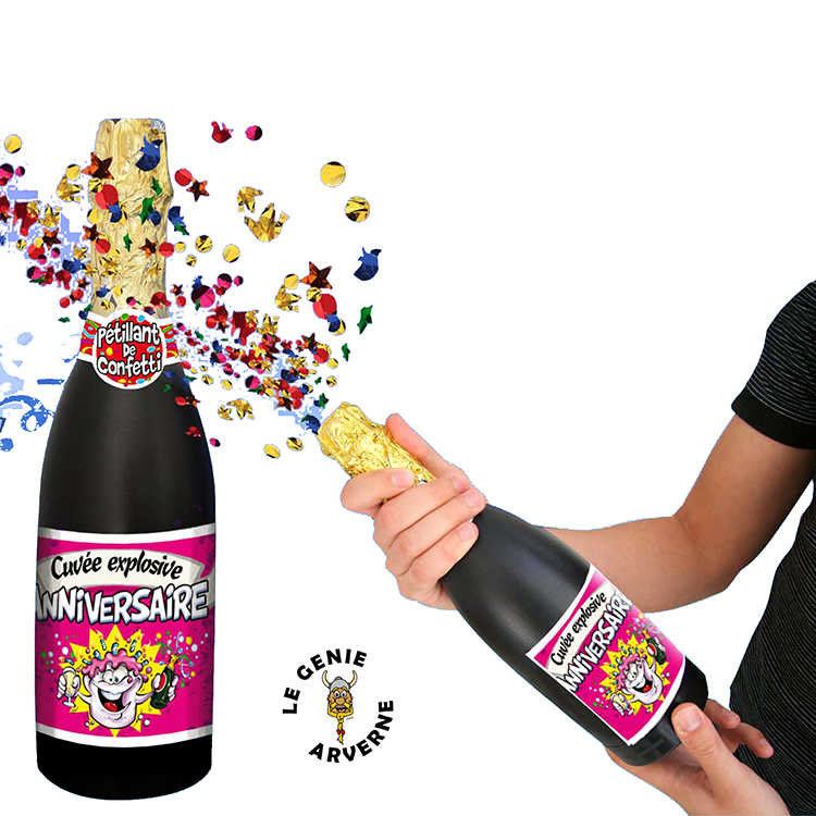 Bouteille Champagne Confettis Anniversaire