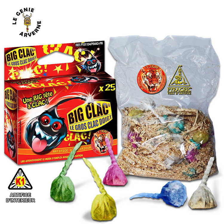 Big Clac Doigt® Le Tigre® : 1 Boîte de 25 Pois - Jeux et jouets